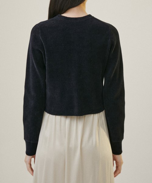 リブクルーネックショートカーディガン －CreamyCotton /クリーミーコットン－ Creamy Cottonのクルーネックカーディガン Cotton クリーミーコットン ■モデル身長 着用サイズ