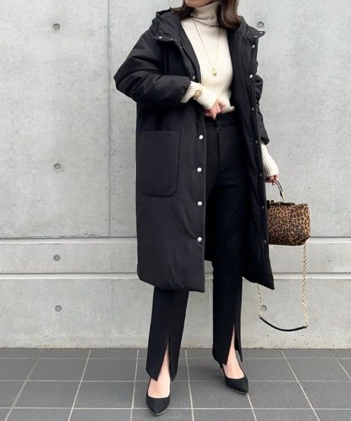 【Audrey and John Wad】コットンシルク厚中わたフーデッドコート 着用サイズ：M　着用カラー：オフホワイト