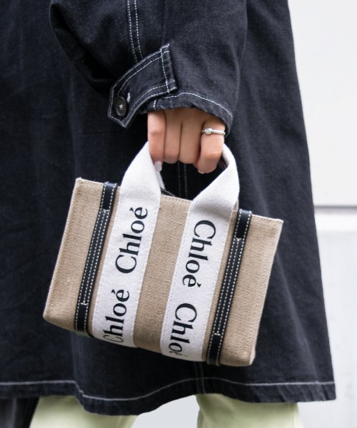 Chloe クロエ WOODY ウッディ ミニ トート バッグ ショルダー バッグ 2WAY バッグ