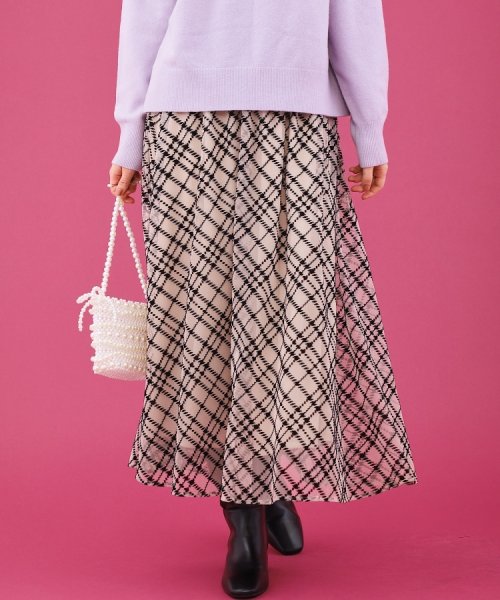Couture Brooch(クチュールブローチ)/【ラクチン、華やぎスカート】フロッキーチェックチュールスカート/img30
