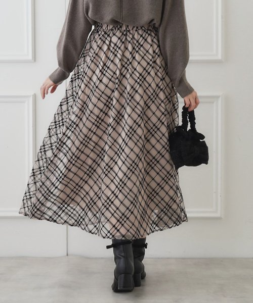 Couture Brooch(クチュールブローチ)/【ラクチン、華やぎスカート】フロッキーチェックチュールスカート/img36
