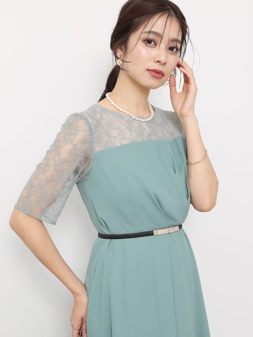 ビスチェライクビジューベルトドレス 