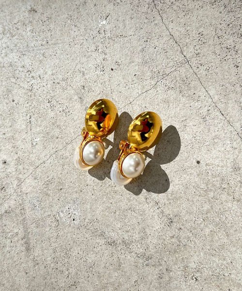 【Caline Paris/カリーヌパリ】 ゴールドパールイヤリング Caline