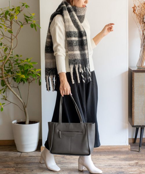 本革フロントポケットトートバッグ【aroco/アロコ】レディース 通勤 3スペース a4 ロングハンドル レザー シュリンクレザー 通勤バッグ お仕事 ビシネス 人気・おすすめ｜使いやすい・旅行におすすめ 品質保証 全国発送 正規品・日本国内発送・安心保証付き