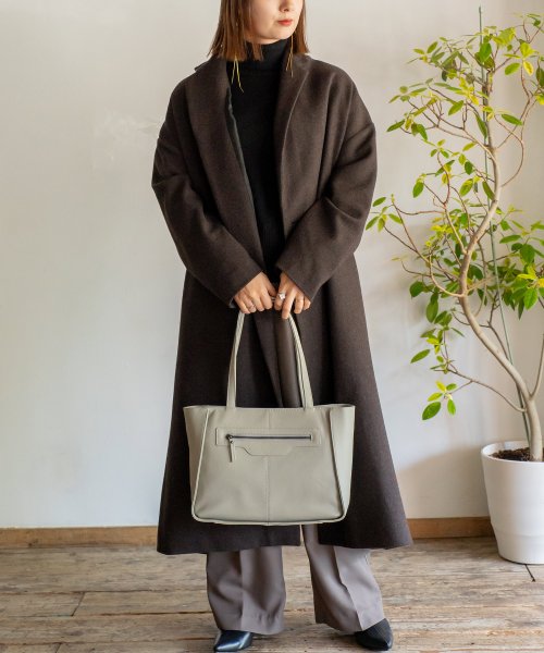 本革フロントポケットトートバッグ【aroco/アロコ】レディース 通勤 3スペース a4 ロングハンドル レザー シュリンクレザー 通勤バッグ お仕事 ビシネス 人気・おすすめ｜使いやすい・旅行におすすめ 品質保証 全国発送 正規品・日本国内発送・安心保証付き