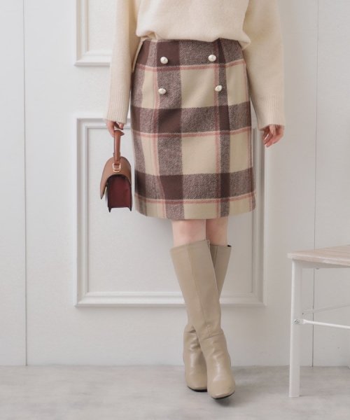 Couture Brooch(クチュールブローチ)/フェイクパール付台形ミニスカート/img04