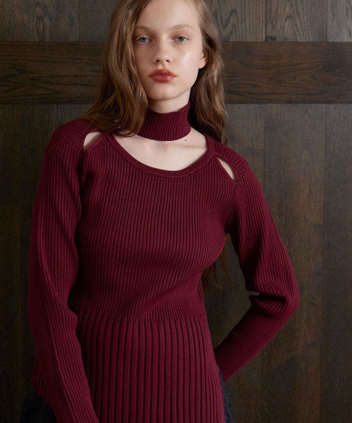 MIELI INVARIANT(ミエリ インヴァリアント)/Shoulder Hole Choker Knit/img02