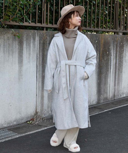 ARGO TOKYO(アルゴトウキョウ)/Wool Blend Long Gown Coat 21079ウールブレンドロングガウンコート　ガウンコート　ウールコート　ロングコート　冬コート/img12