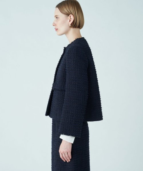 ミックスヤーンツイード ノーカラージャケット 