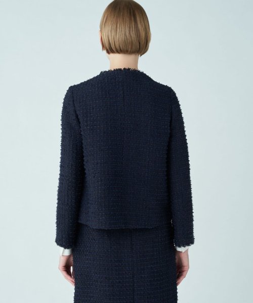 ミックスヤーンツイード ノーカラージャケット 