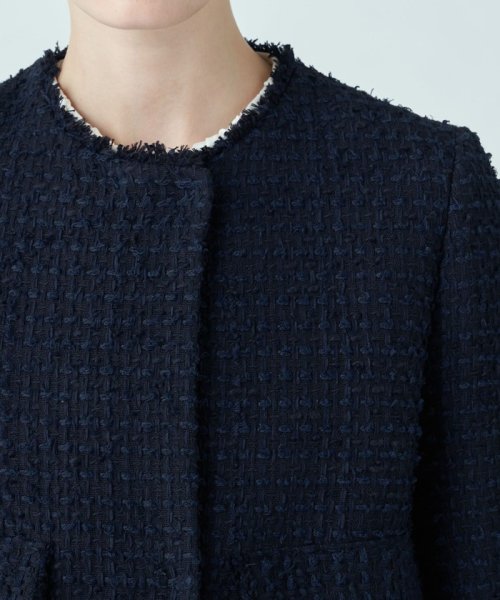 ミックスヤーンツイード ノーカラージャケット 