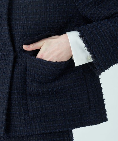 ミックスヤーンツイード ノーカラージャケット 