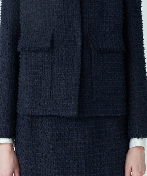 ミックスヤーンツイード ノーカラージャケット 