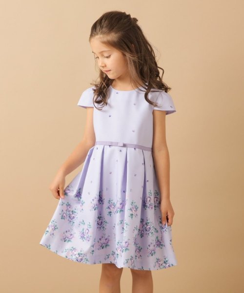 新品 組曲 120-130 ワンピース 花柄刺繍 こころなし 紫 フォーマル 