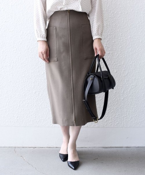 〈手洗い可能〉フロント ジップ サイド ポケット タイト スカート ◇ 