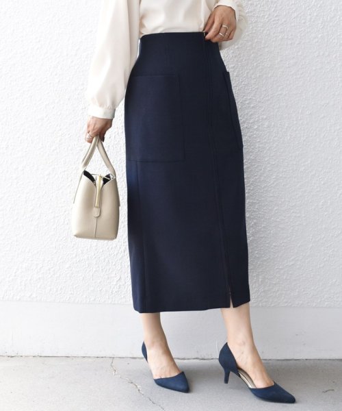 〈手洗い可能〉フロント ジップ サイド ポケット タイト スカート ◇ 