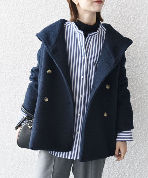 SHIPS any: ナッピング フード ショート コート 