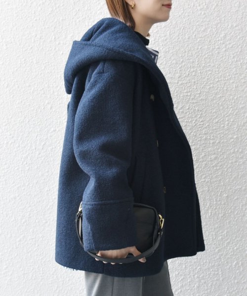 SHIPS any: ナッピング フード ショート コート 