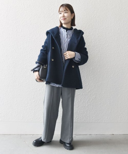 SHIPS any: ナッピング フード ショート コート 