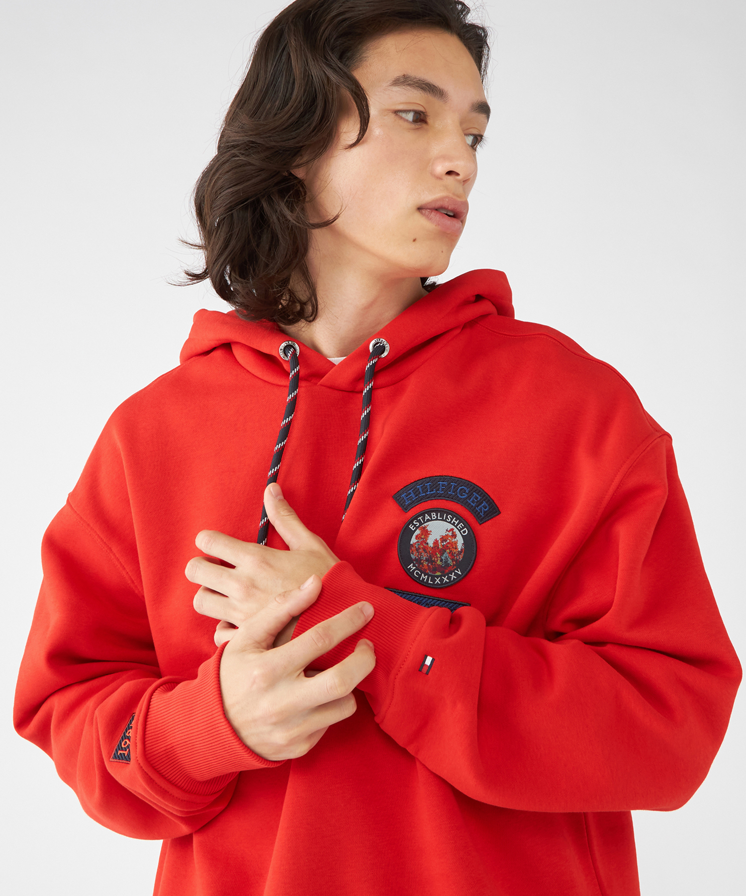 Champion red shop hoodie