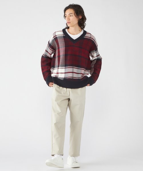 TOMMY HILFIGER(トミーヒルフィガー)/CHECK TEXTURE V NECK/img01