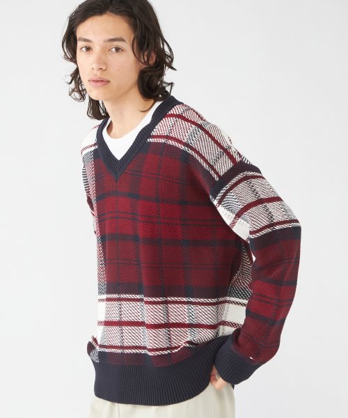 TOMMY HILFIGER(トミーヒルフィガー)/CHECK TEXTURE V NECK/img02