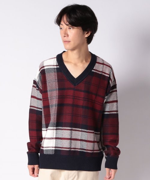 TOMMY HILFIGER(トミーヒルフィガー)/CHECK TEXTURE V NECK/img10