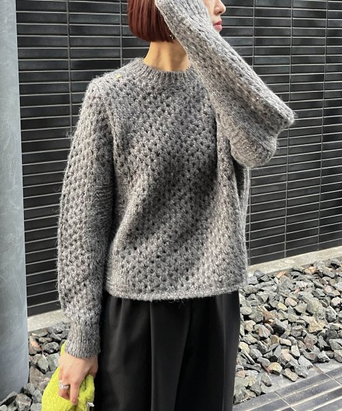 【Audrey and John Wad】ミックスヤーンローゲージメッシュニット 