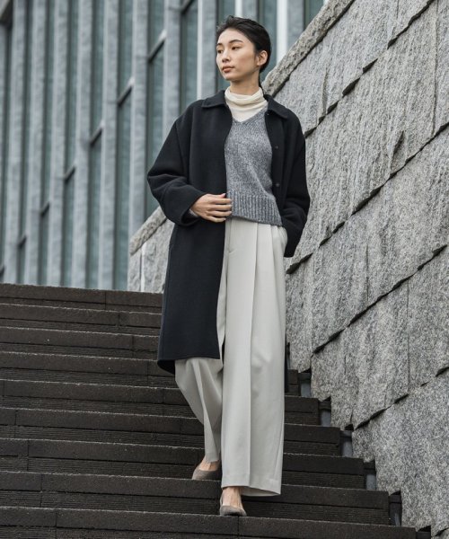 ロング丈シャルムリバービーバーコート 光沢感