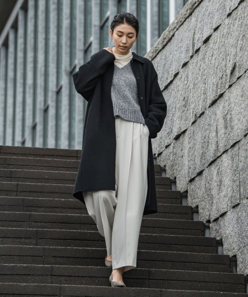 ロング丈シャルムリバービーバーコート 光沢感