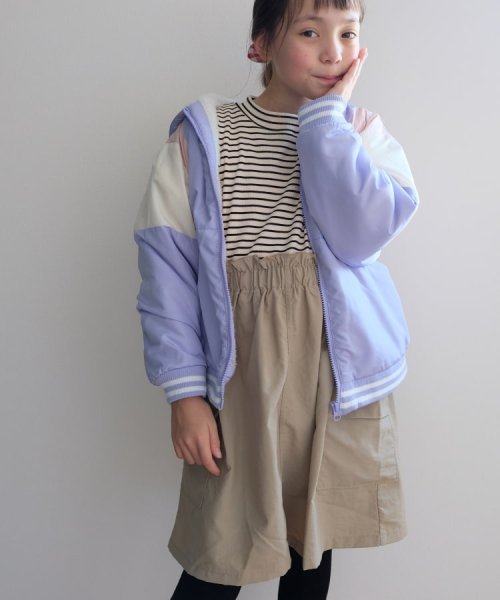 SHOO・LA・RUE(Kids) (シューラルーキッズ)/【110－140cm/撥水】裏ボア切替配色フードブルゾン/img10