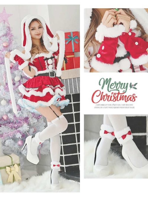 サンタ コスプレ サンタ バニー アニマル 赤 ピンク 白 かわいい うさぎ おそろい ギャル Ryuyu サンタ ピンク 雑誌