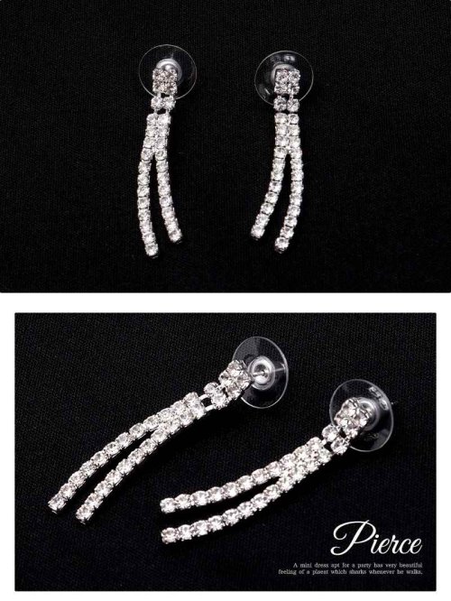 Rew-You(リューユ)/ネックレス・ピアス アクセセット シルバー パーティードレス アクセ シルバーアクセ レディース キャバドレス ネックレス ラインストーン アクセサリー Ryu/img03