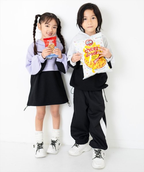 ANAP KIDS(アナップキッズ)/配色 切替 裾ドロスト 裏毛 スウェット パーカー/img02