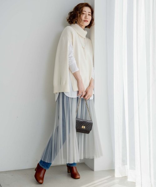 【洗える】チュール プリーツ スカート 