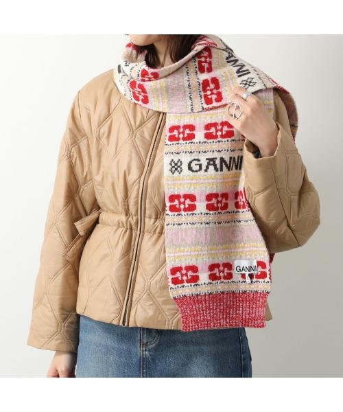 GANNI(ガニー)/GANNI マフラー Graphic Wool Scarf A4988 5856 ニット ロゴ/img02