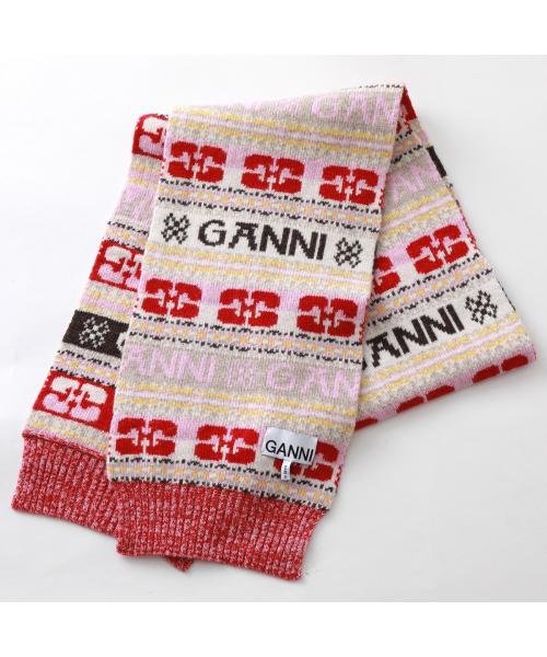 GANNI(ガニー)/GANNI マフラー Graphic Wool Scarf A4988 5856 ニット ロゴ/img03