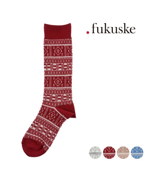 dotfukuske(．ｆｕｋｕｓｋｅ)/福助 公式 .fukuske : ノルディック柄 2トーンカラー クルー丈 靴下 毛混ジャガード編み 00W3J124/img01