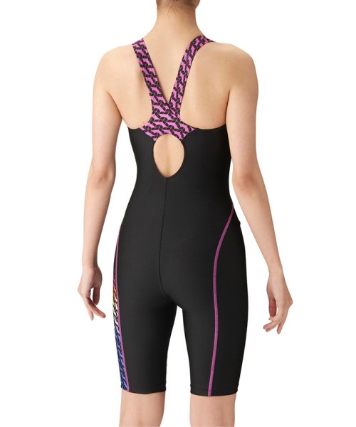 【アクアエクサ】ワンピーススパッツ（オープンバック・ハーフレッグ・ぴったりパッド）フィットネス AQUA EXA