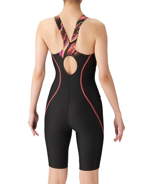 【アクアエクサ】ワンピーススパッツ（オープンバック・ハーフレッグ・ぴったりパッド）フィットネス AQUA EXA