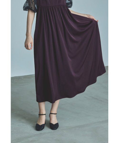 niana ニアナ パーティードレス 結婚式 ワンピース ドット シアー チョーカー付き Vネック バルーンスリーブ ボリューム袖 お呼ばれ パーティー 二次会 ニアナ お呼ばれ パーティー