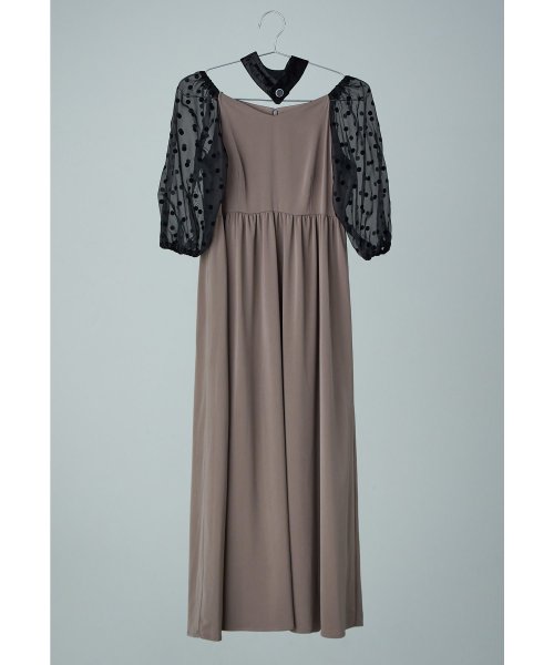 niana ニアナ パーティードレス 結婚式 ワンピース ドット シアー チョーカー付き Vネック バルーンスリーブ ボリューム袖 お呼ばれ パーティー 二次会 ニアナ お呼ばれ パーティー