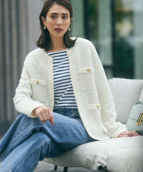 ファンシーツイード ニットジャケット 