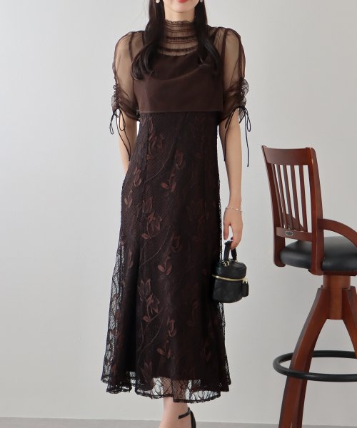 シアーブラウス×マーメイドワンピースドレス ブラウス ワンピース