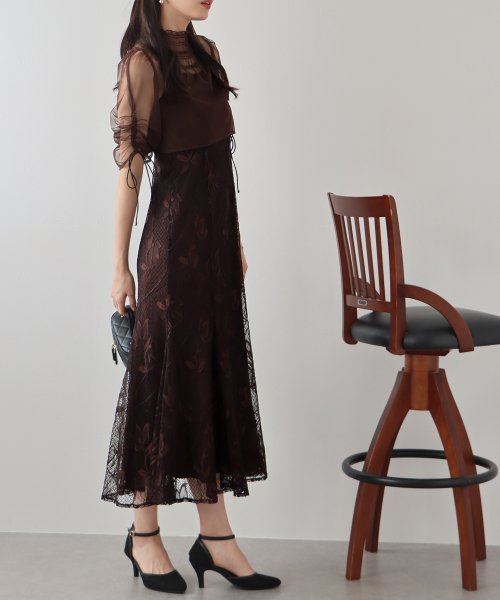 シアーブラウス×マーメイドワンピースドレス ブラウス ワンピース