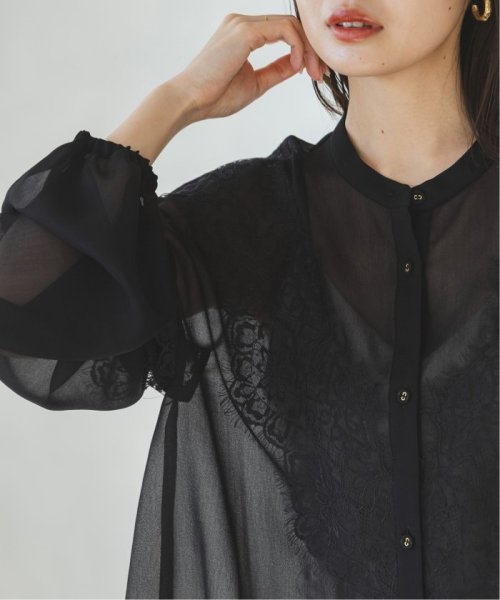 セール】 ノーブル(NOBLE) |リバーレーストリミングシフォンブラウス  