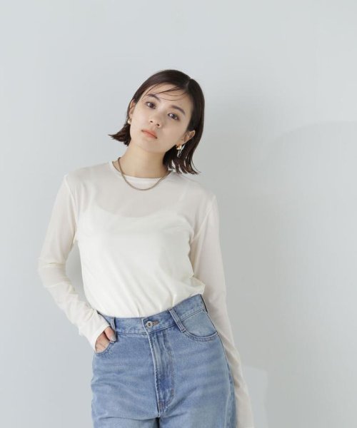 NATURAL BEAUTY BASIC(ナチュラルビューティーベーシック)/＜シアースキンカットソーシリーズ＞クルーネック　24SS/img14