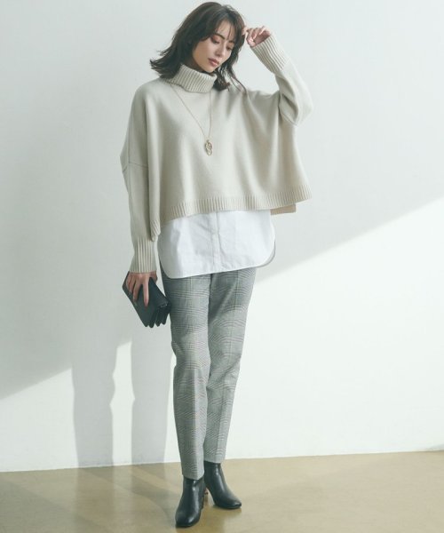 【洗える】ウールカシミヤ ニットポンチョ 