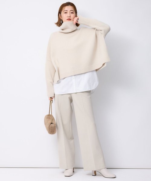 【洗える】ウールカシミヤ ニットポンチョ 