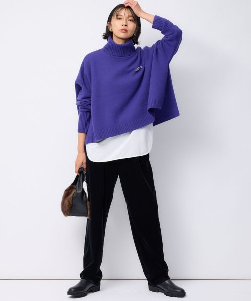 【洗える】ウールカシミヤ ニットポンチョ 